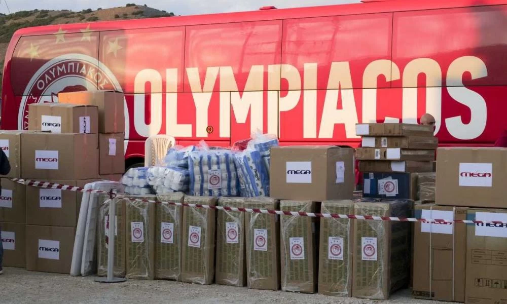 Δωρεά Ολυμπιακού στους σεισμοπαθείς της Ελασσόνας